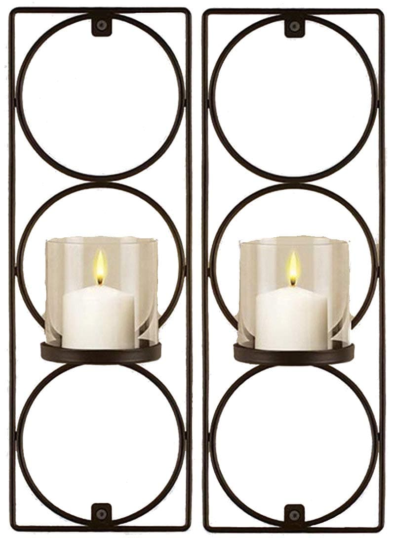 Set Of 2 Metal Wall Sconces Sarah Peyton Hanging Candle Holders Modern Lighting Décor
