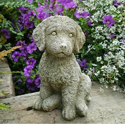 Cockapoo Puppy Dog Stone Statue | Animal Garden Outdoor Ornament Decoration