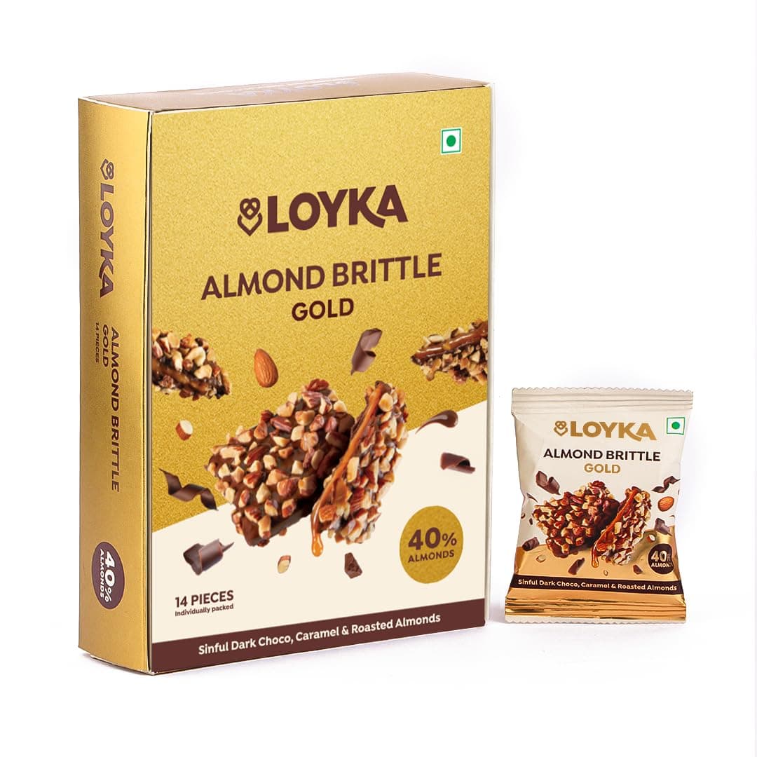 - Almond Brittle Gold Choco Box 14 Pcs (Pack of 1) | Premium Chocolate Gift Hamper|Choco & Nut Dryfruit Delicacy|Roasted California Almonds (40%),Dark Choco,Salted Caramel,Any-Time Snack