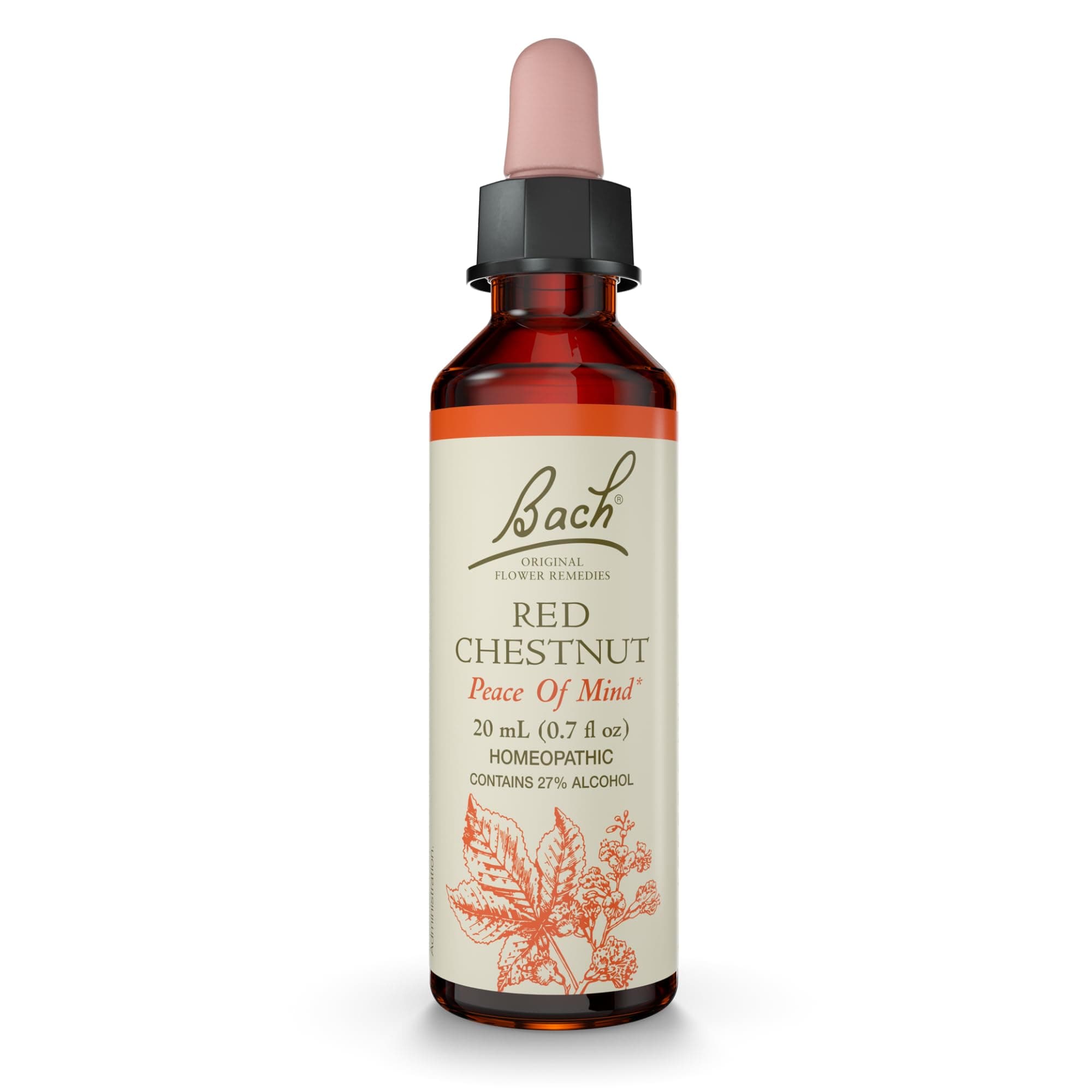 Bach Original Flower Remedies, Red Chestnut - Peace of Mind - Natural Homeopathic Flower Essence for Emotional Balance - Vegan, Gluten Free, Sugar Free - 20mL Dropper
