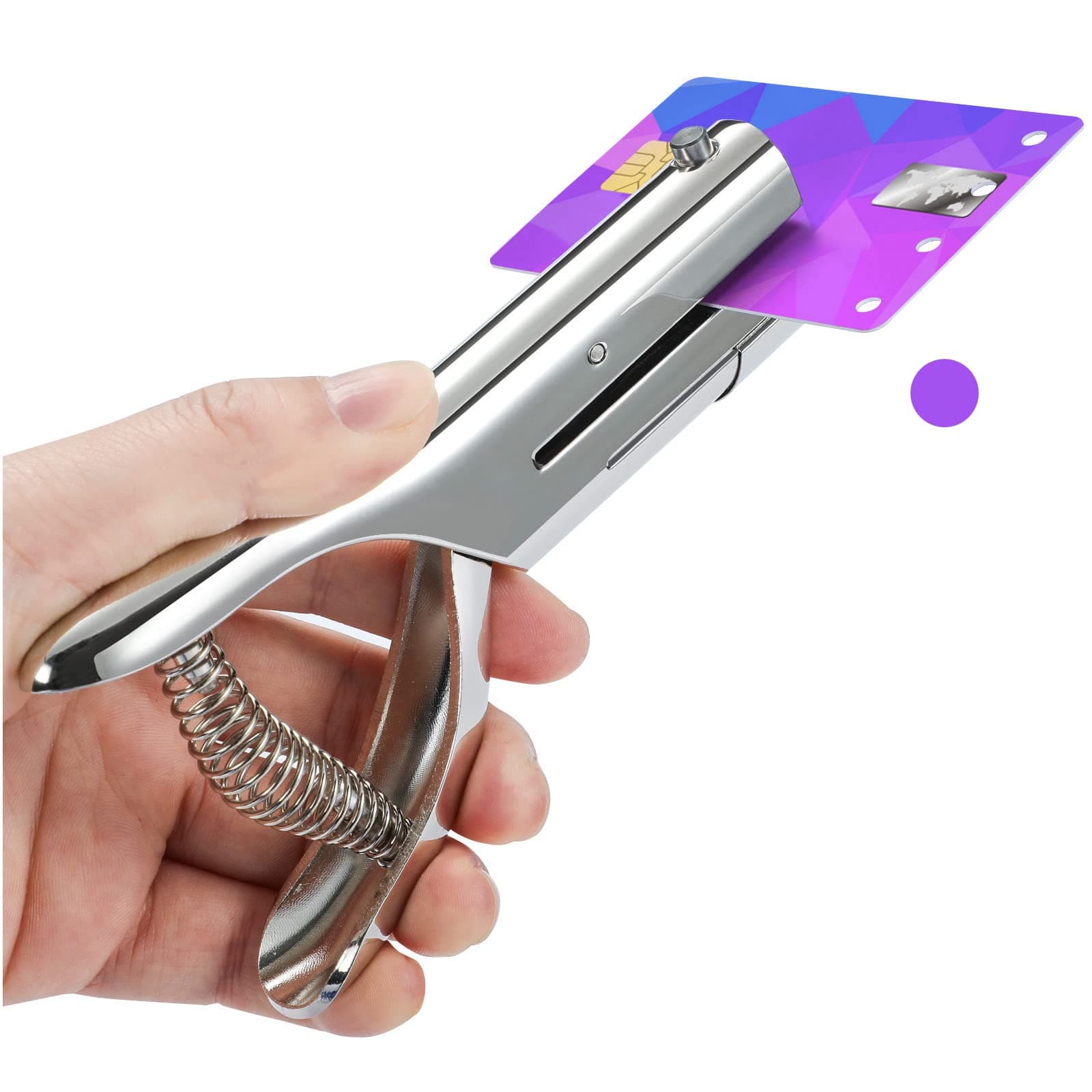 Hole Punch 2" Reach 3/8 inch Single Hole Punch,Heavy Duty Hole Puncher Single,Paper Punch Portable Hand Held Long Hole Punch for Paper Cards Plastic Cardboard (Silver) (3/8"-10mm Hole)