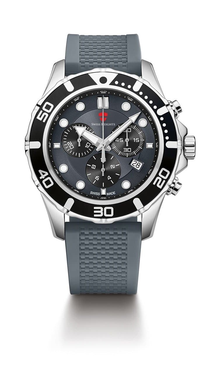 MONSTEIN Sport Style Chrono Men's Quartz Watch 'Limited Addition' with Grey Dial Chronograph Display and Grey Rubber Strap