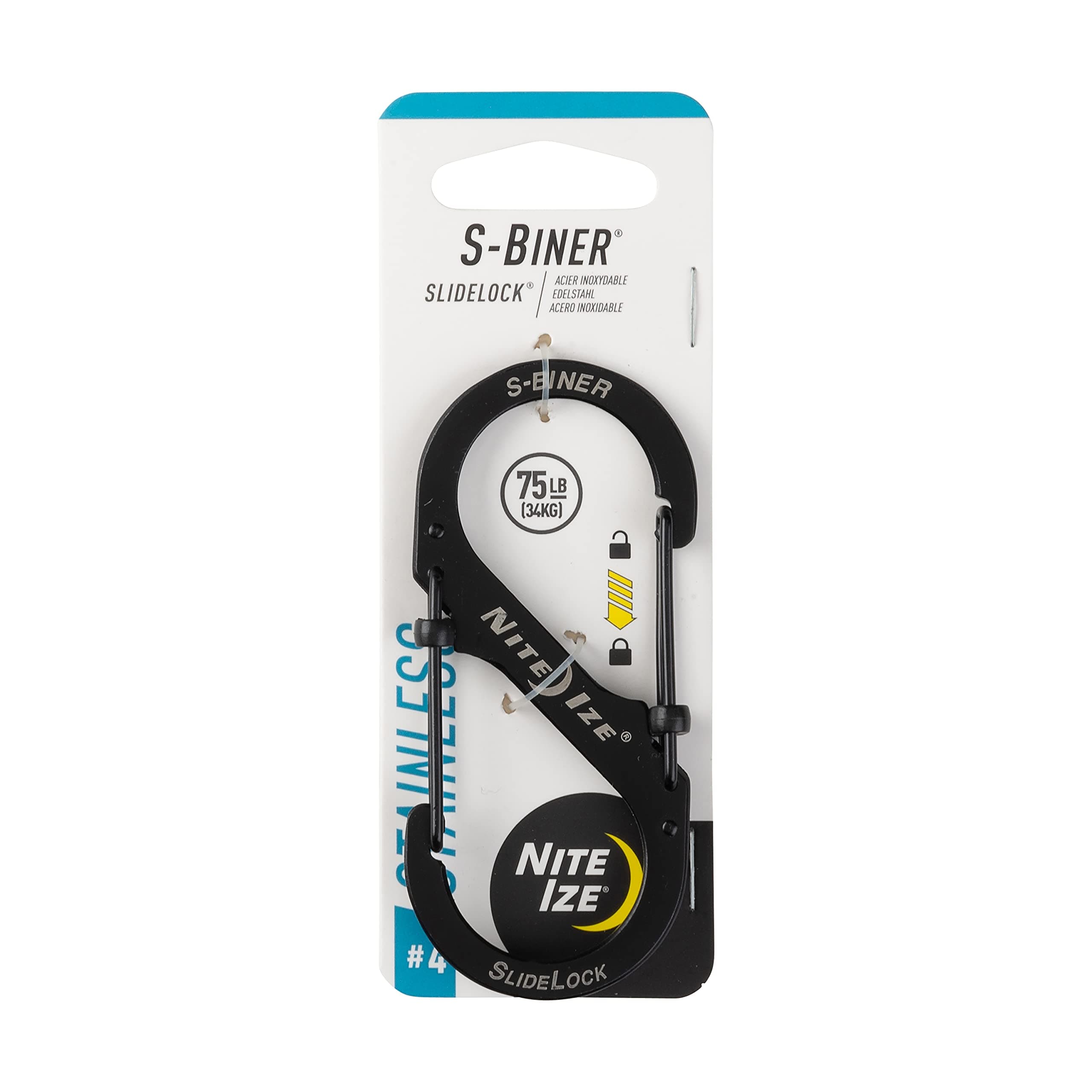 Nite Ize LSB4-01-R3 S-Biner Slidelock #4 Black
