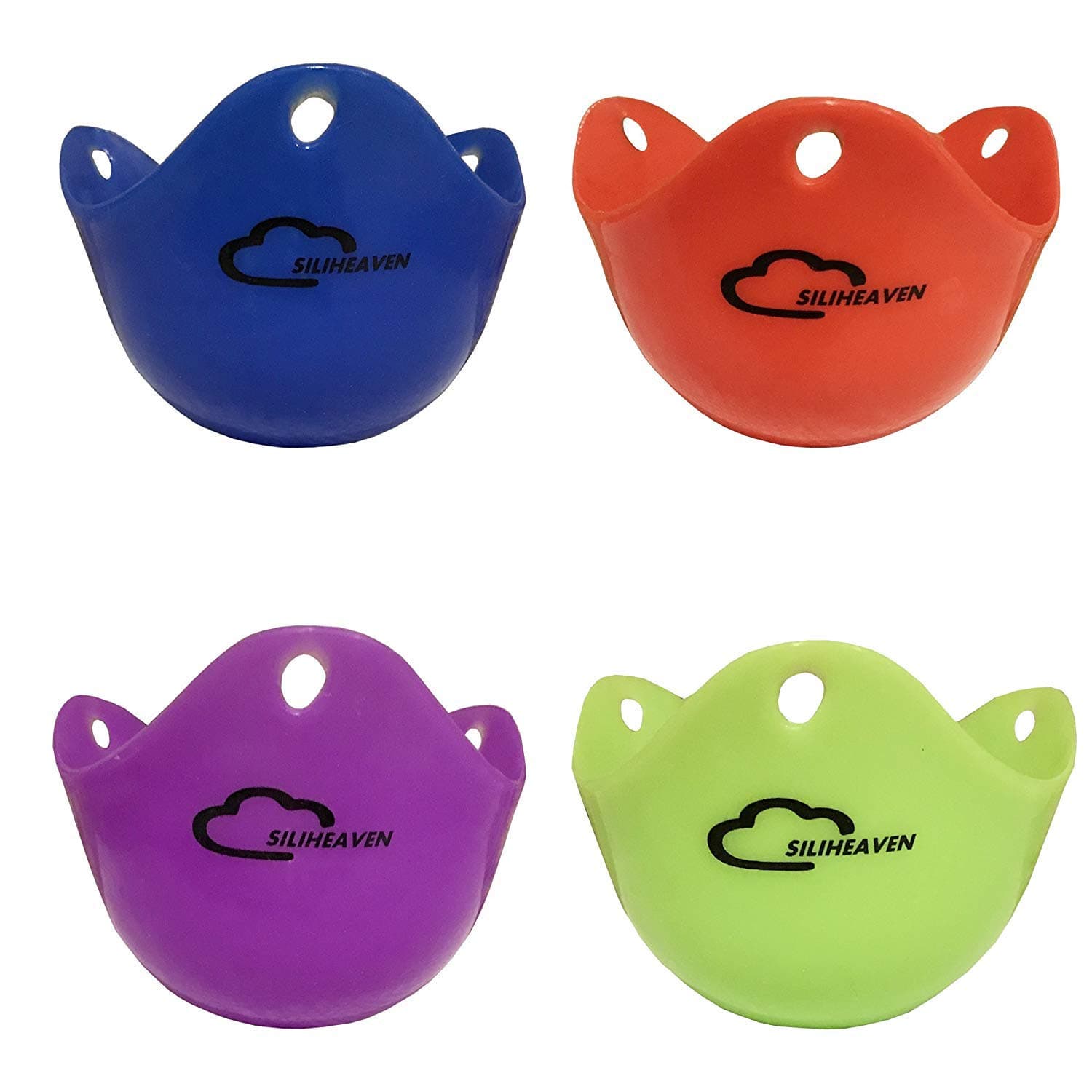 SILIHEAVEN Silicone Egg Poacher Cups - 4 Pieces BPA-Free Poaching Pods Mold Family Pack - Perfect for Non-Stick Cooking of Poached Eggs on Stovetop or Microwave Egg Cooker - Cook Safe & Healthy Food