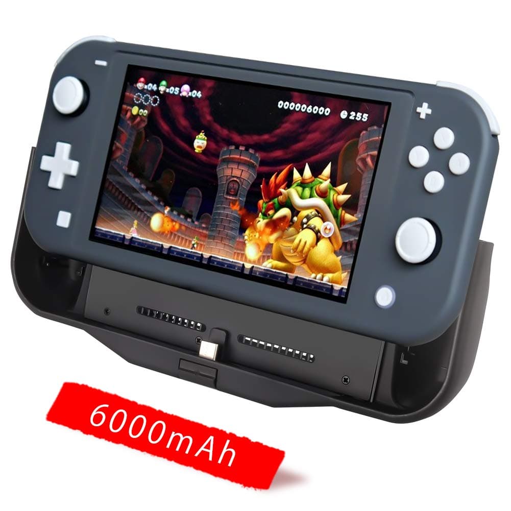 BigBlue 6000mAh Battery Charging Case for Nintendo Switch Lite, Portable Backup Switch Charger with Type-C Port, Battery Pack with Kickstand & Game Card Slot