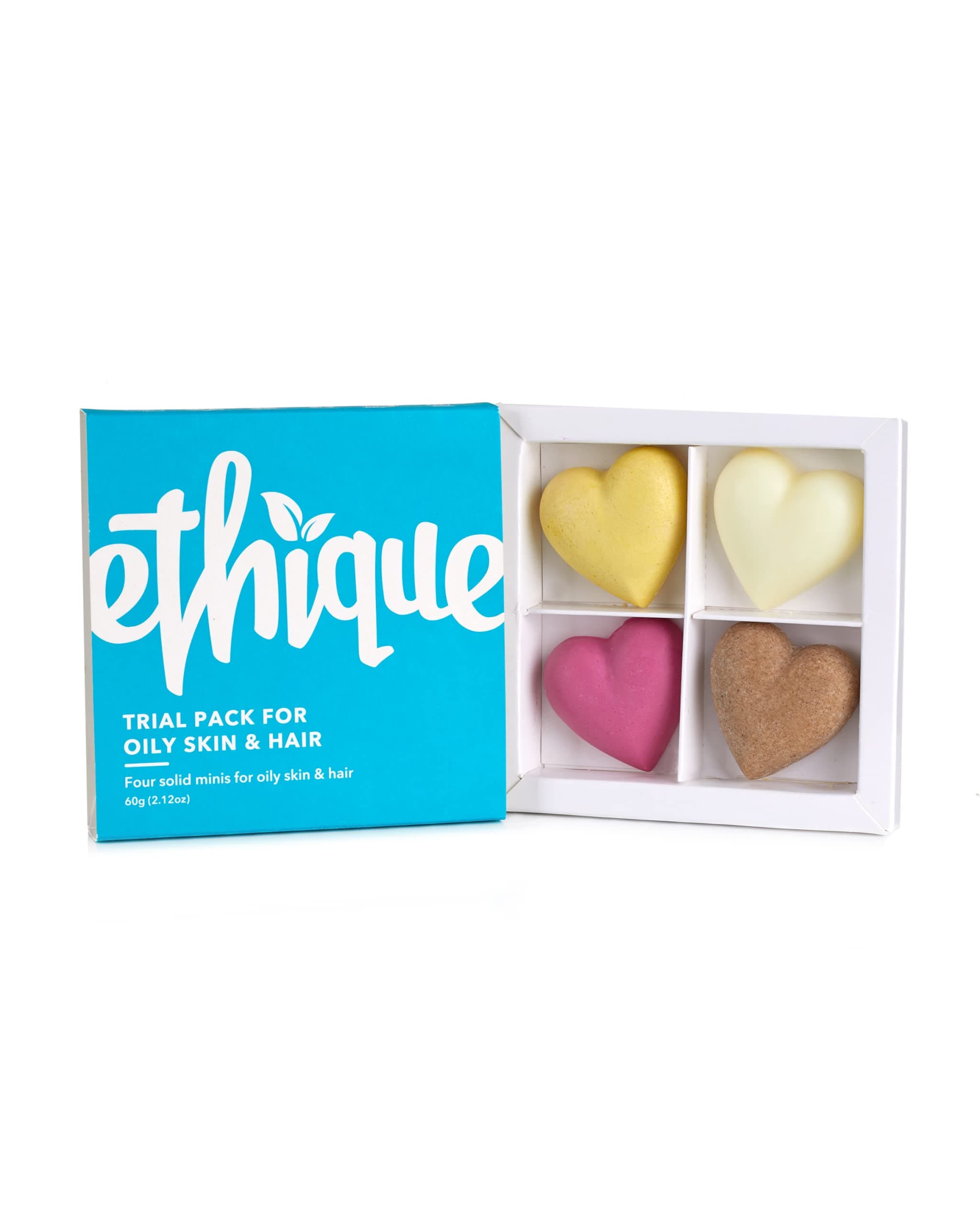 Ethique Eco-Friendly Trial Pack for Oily Skin and Hair, 4 Piece Variety Pack Beauty Bar Set, Natural Sustainable Beauty Kit, Plastic Free, Vegan, Plant Based, 100% Compostable and Zero Waste, 4 bars