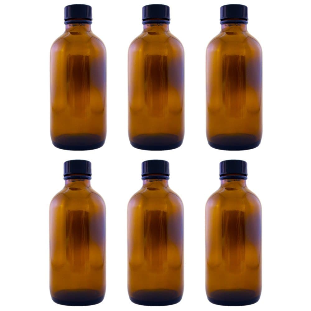 Amber Glass Bottle 4oz w/Lid (6 pcs)