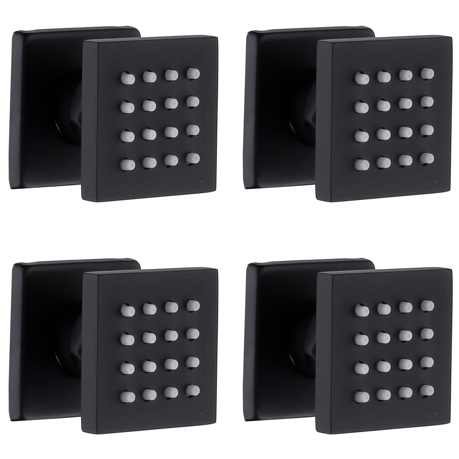 HOMEDEC 2inch Brass Shower Jet Waist Body Spray Massage Showerhead Can Swivel (Matte Black, 4 pack)