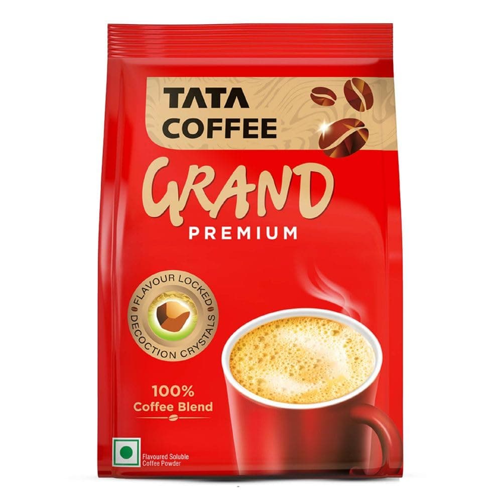 Tata Premium Instant Coffee, 90g/100g Pouch, 100% Pure Coffee, With Flavour Locked Decoction Crystals, Rich Aroma & Great Taste