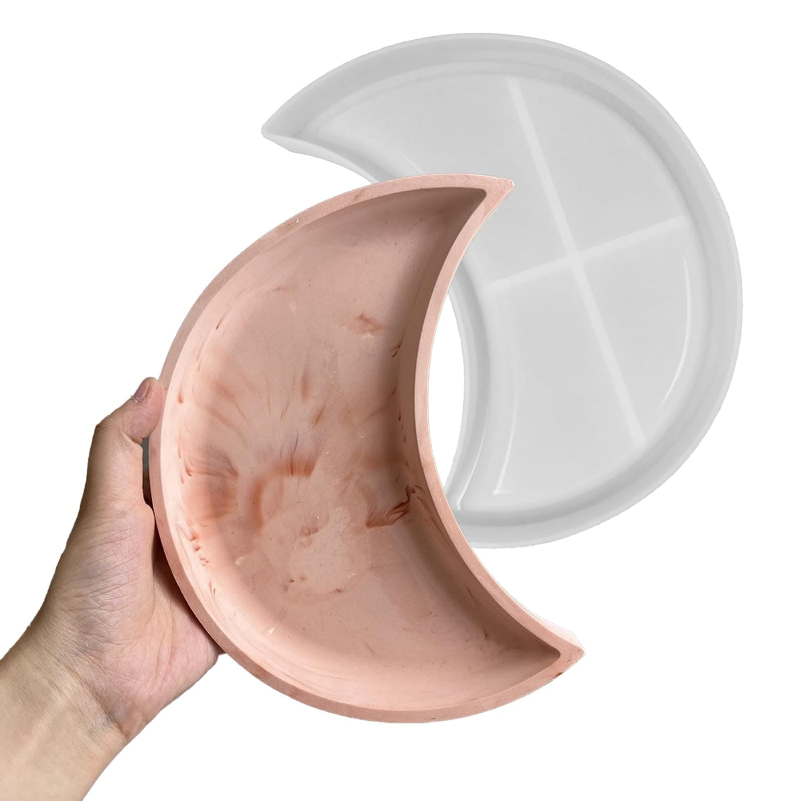 Wehous Large Moon Tray Mold for Resin Concrete, Moon Silicone Mold, Crescent Storage Tray Container Epoxy Resin Casting Mold, Home Ornament Mold for Jewelry Holder Candle Holder Vanity Tray Dish