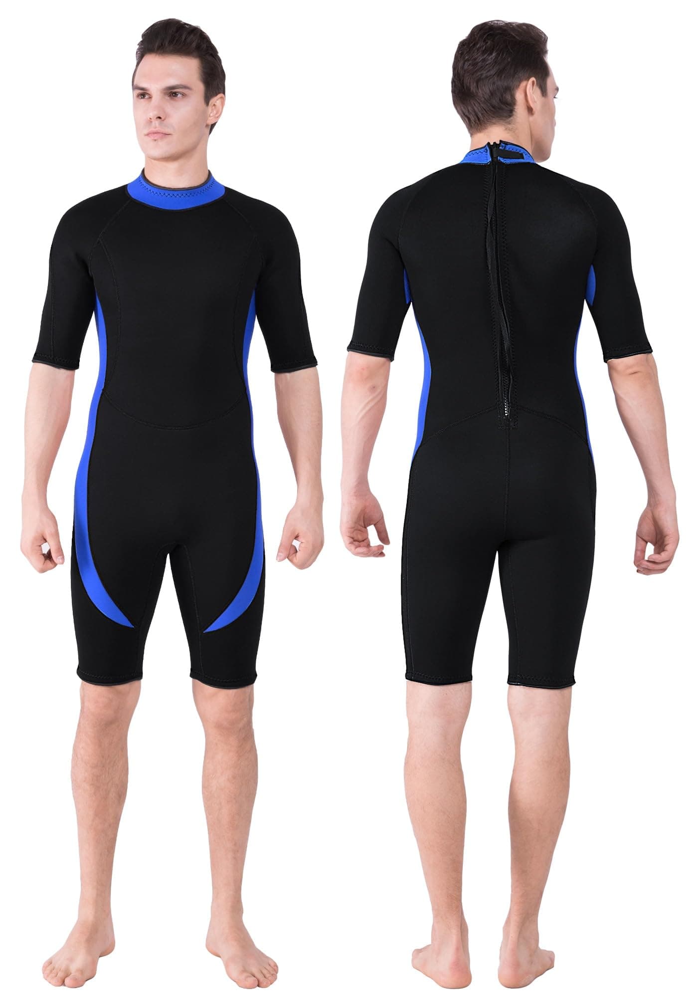 DEHAI Men Women's Wetsuits Shorty Sleeves 3mm Neoprene Skin Youth Adult's Reactor Full Suit Diving Swimming Snorkeling Surfing Scuba Jumpsuit Warm Boys Girls Swimwear Back Zip