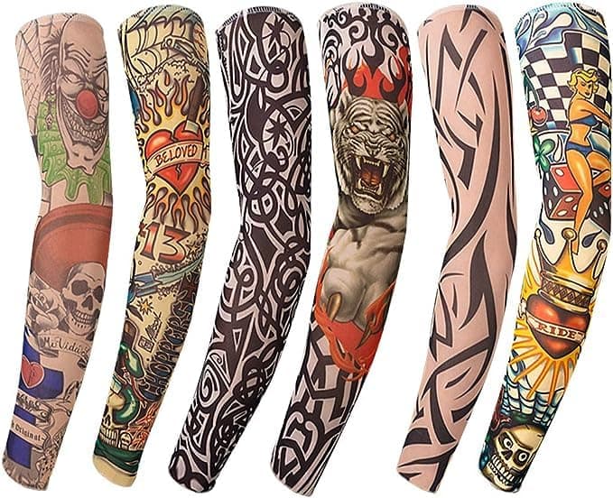 Fashion Nylon Fake Temporary Tattoo Sleeves Arm Stockings Halloween Tattoo Soft For Men Women