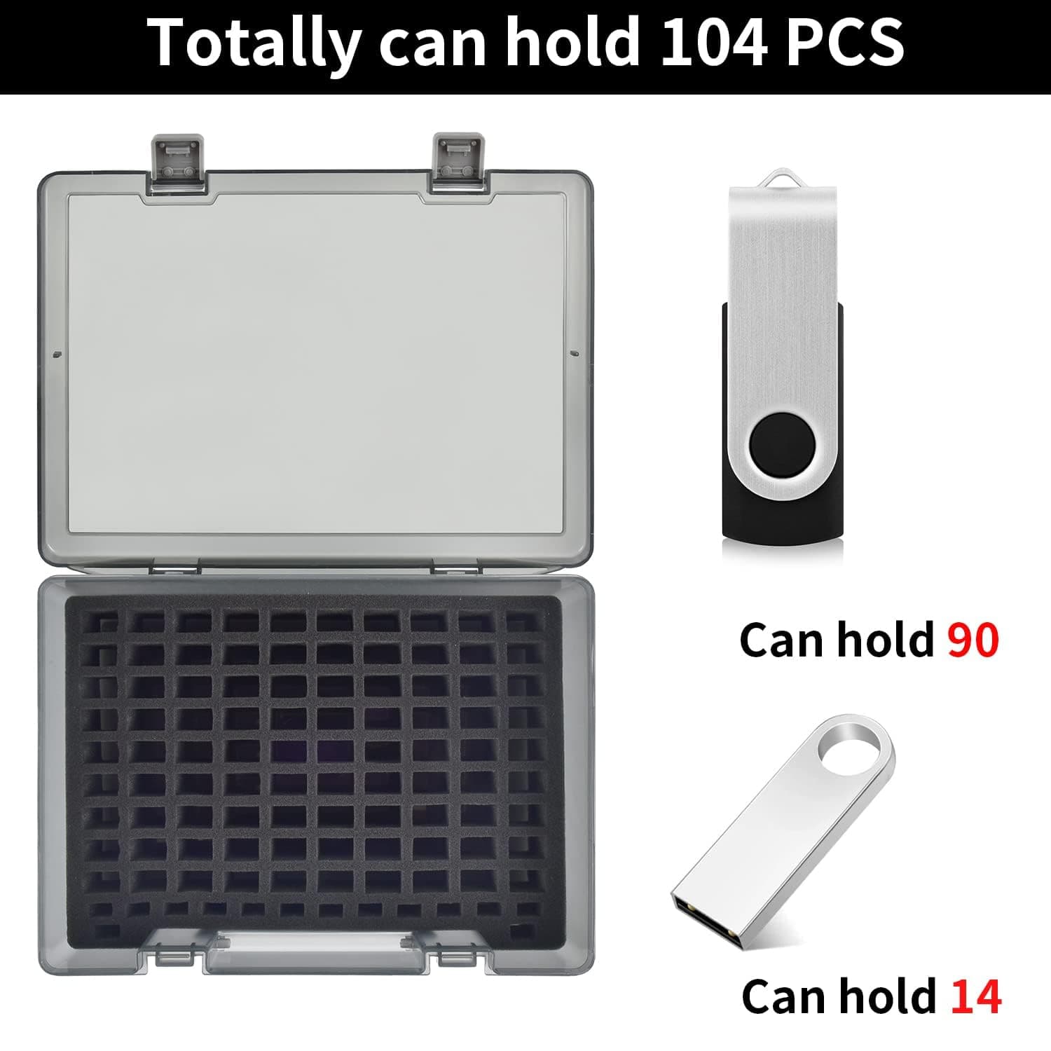 FULLCASE Flash Drive Case USB Memory Stick SD Card Storage Organizer- Holds 104pcs Thumb Drive Electronic Accessories Holder for Sandisk/for Samsung/for Inland/for PNY/for Netac (Gray)
