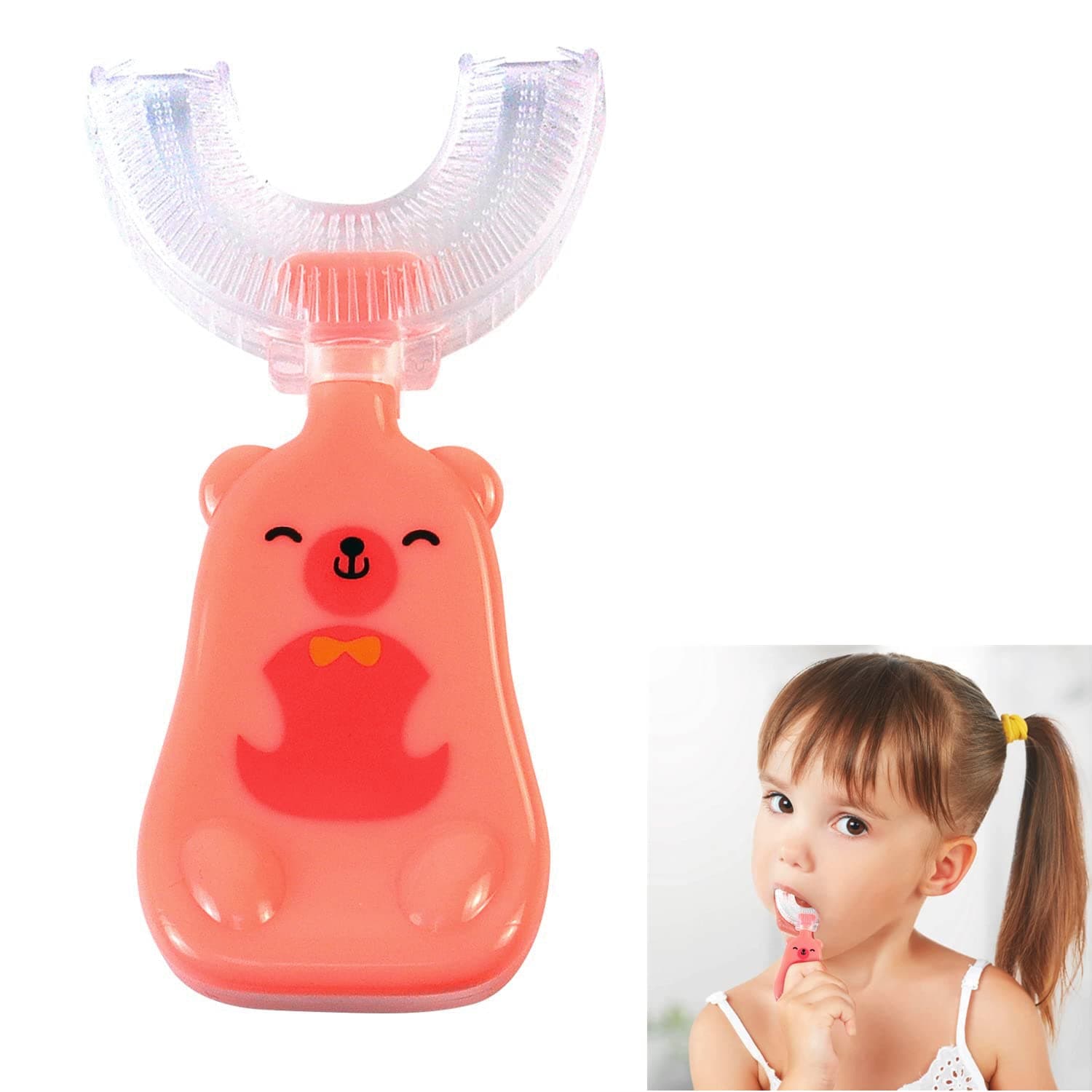 Heatigo Kids U-Shaped Toothbrush,Manual Training Full Mouth Toothbrush，Food Grade Soft Silicone Brush Head,360° Oral Tooth Cleaning Toothbrush for Childrens, Manual Toothbrush Oral Cleaning