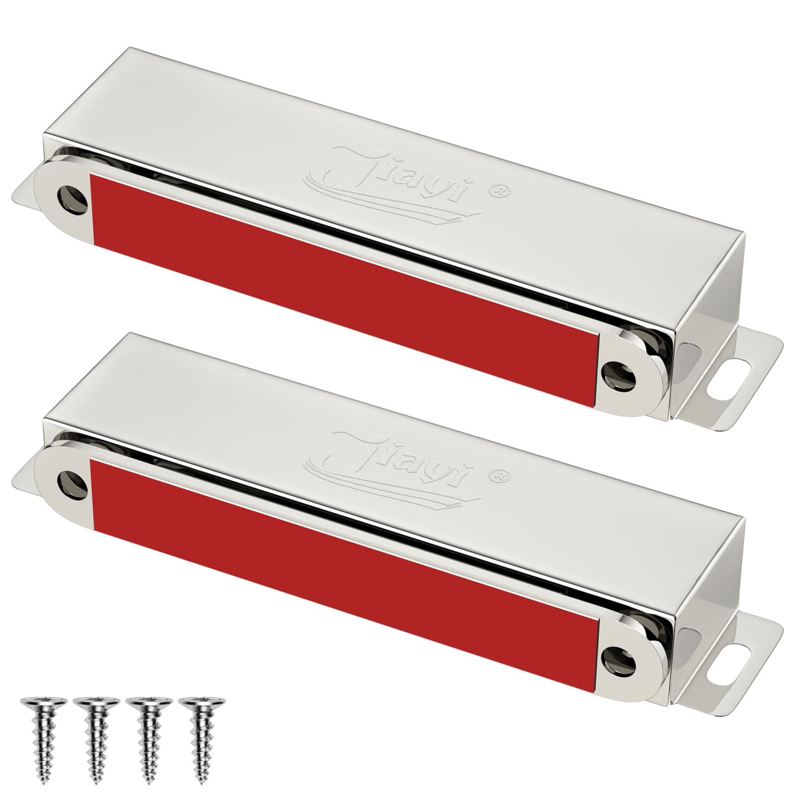 Magnetic Door Catch Jiayi 2 Pack Cupboard Door Magnets Heavy Duty 40KG Pull Balcony Door Magnetic Catches Stainless Steel Cabinet Magnets Strong for Kitchen Armoire‌ Closet Large French Door Closing