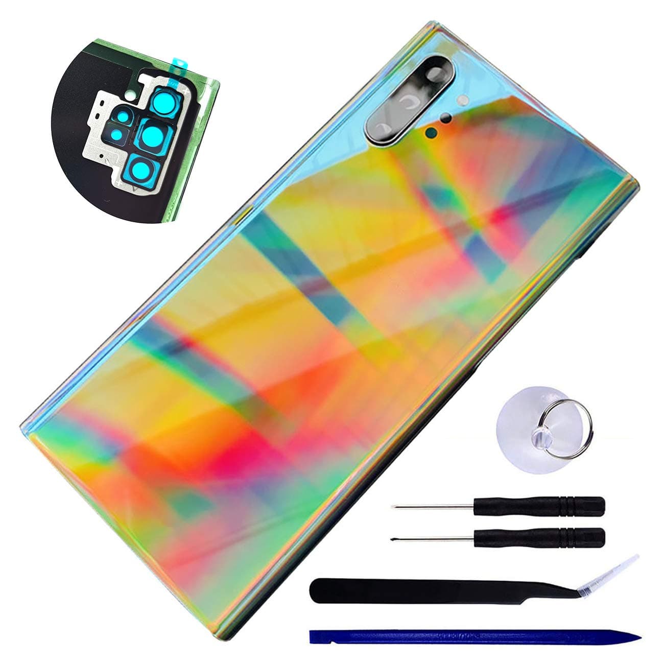 Galaxy Note 10 Plus Back Glass Replacement Door Panel Cover for Samsung Galaxy Note10+ 5G 6.8" N976U SM-N975F N975U Back Cover Housing with Tape Repair Part (Not for Note10) (Aura Glow)