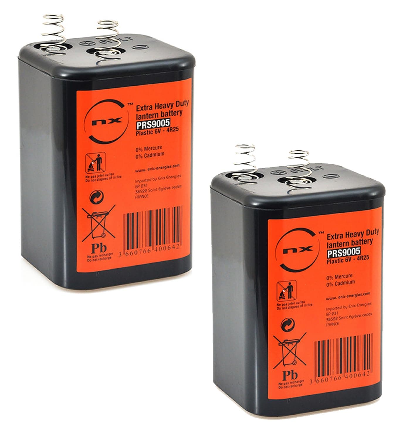 NX - 2 X 4R25 6v Carbon Zinc Lantern Battery TORCH/LANTERN/PJ996 6V Battery - : 4R25 ZINC Chloride - Powerful - Long Lasting