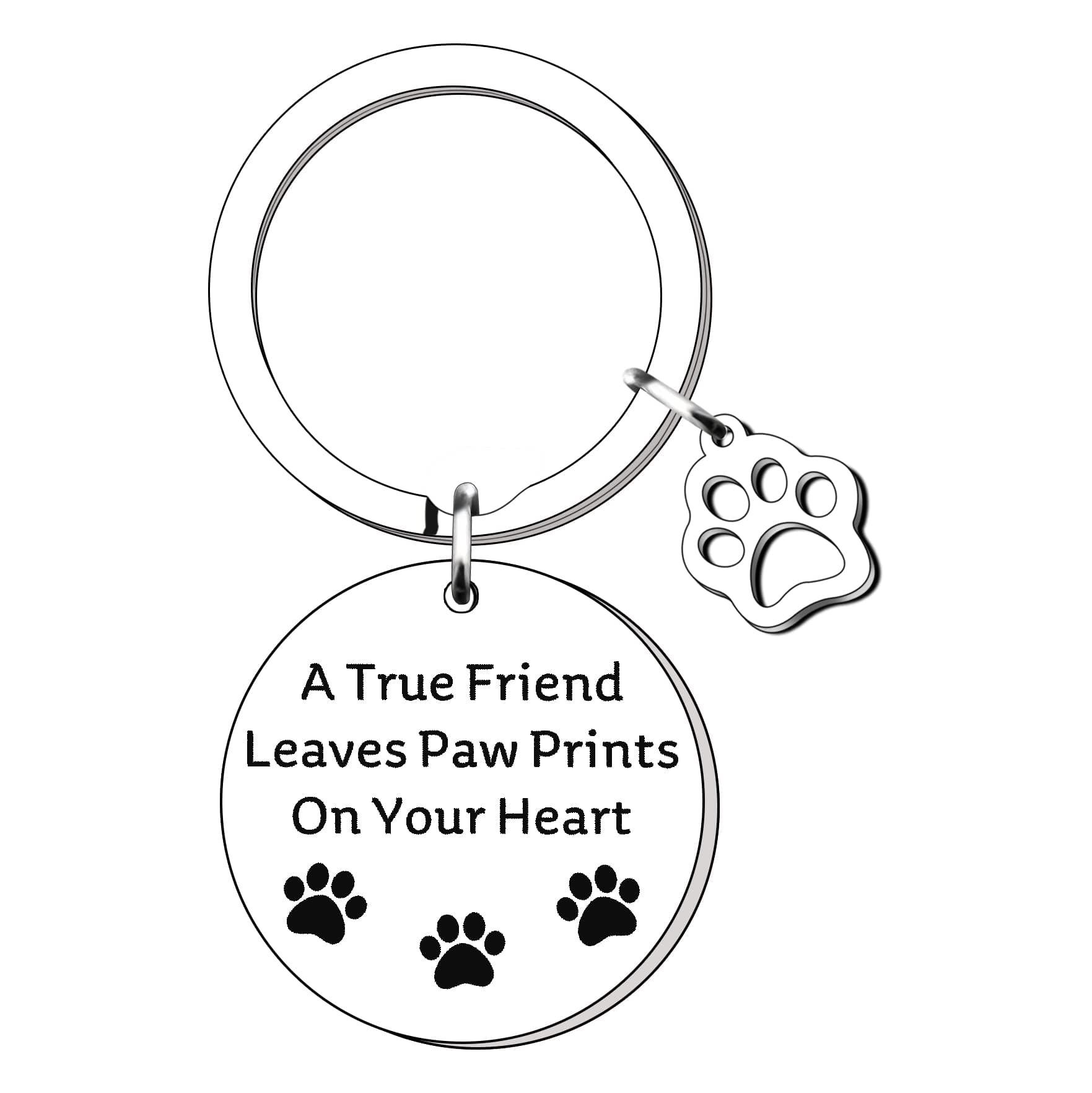 – Pet Memorial Gift Loss Of Pet Dog Cat Sympathy Gifts Remembrance Pets Keyring - A True Friend Leaves Paw Prints On Your Heart