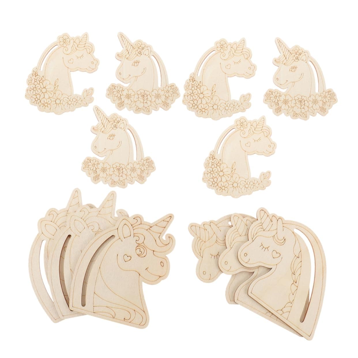 DIKACA 24pcs Doodle Hand Drawn Wood Chips Graffiti Wooden Unicorn Cutouts Unicorn Wooden Slices DIY Wood Slices DIY Wood Chips Unfinished Wood Chips Wooden Unicorn Tags Craft Wood Crafts