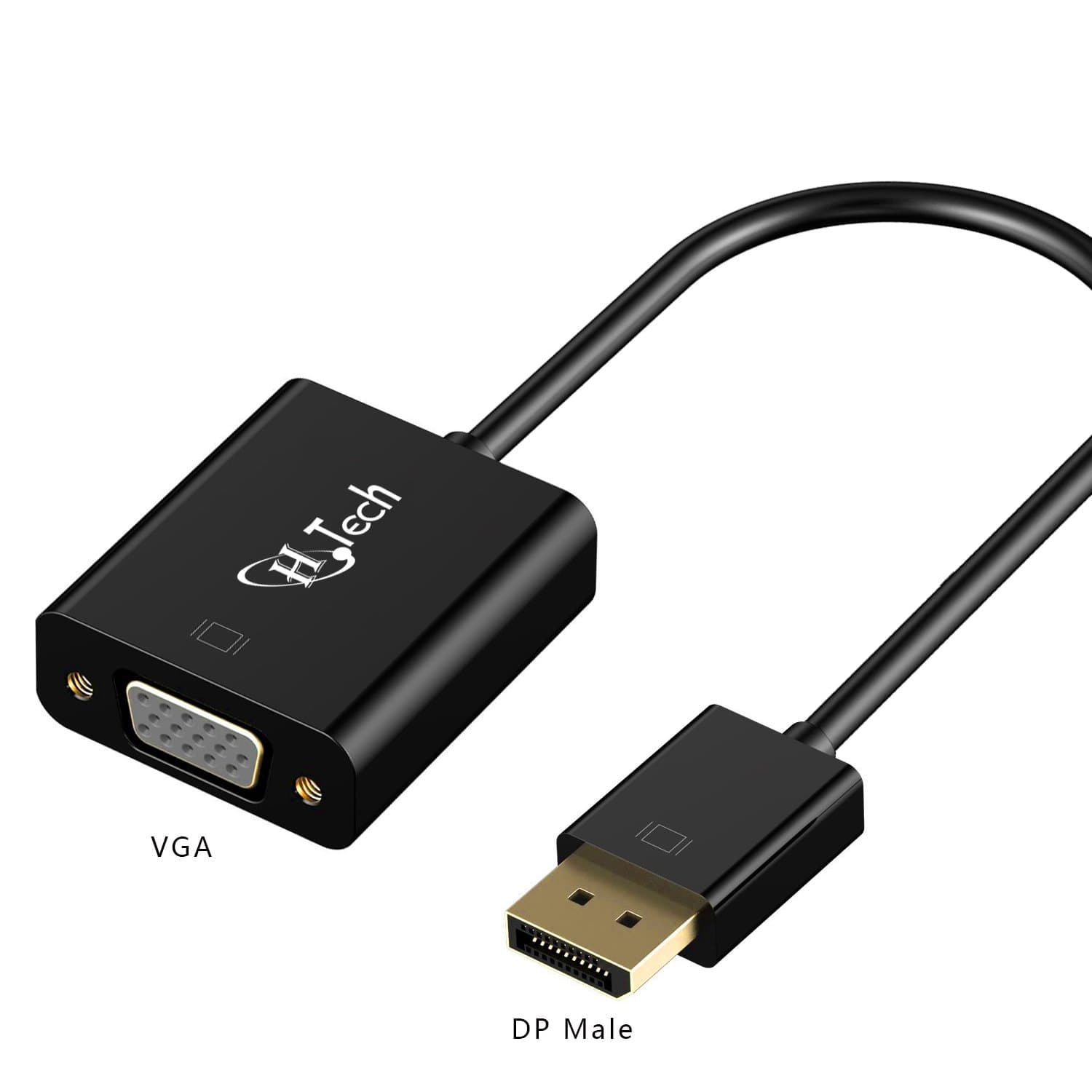 DP to VGA, HQTech Gold Plated DisplayPort DP to VGA Male to Female Adapter Converter - 5240