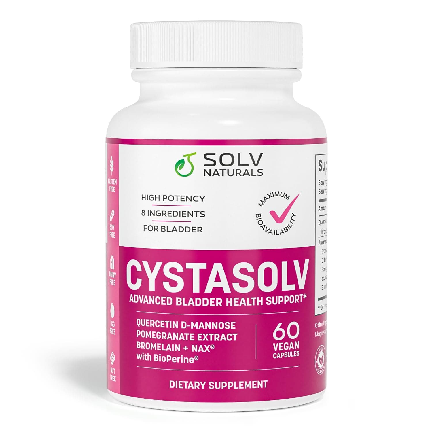 - CYSTASOLV Bladder & Pelvic Discomfort Formula - Enjoy Less Urgency & Flares* with Daily IC/BPS UTI Support – Premium Bladder & Urinary Support for Women & Men - 60 Vegan Capsules