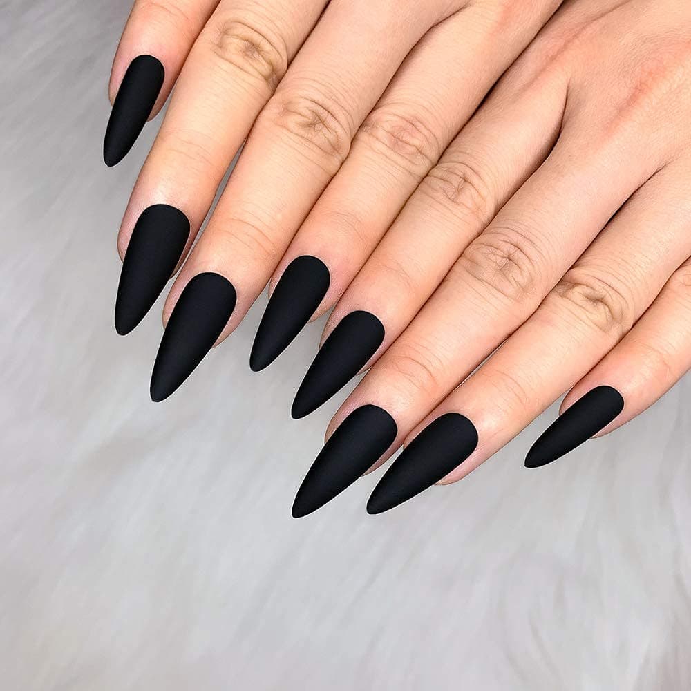 Matte Stiletto Nails Medium Length