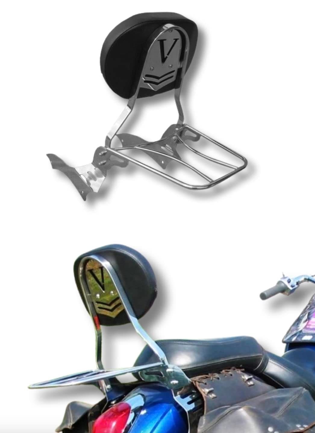 Stalmot Chrome Cruisers Sissy Bar Passenger Backrest with Rack for Kawasaki VN900 Vulcan (Chrome)