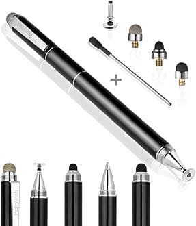 Penyeah 4 in 1 Disc Stylus Pen for Touch Screens, High Precision and Sensitivity Universal Capacitive Stylus, Stylist for Tablets, iPhone, iPad, Laptops with 4 Replacement Tips - Black