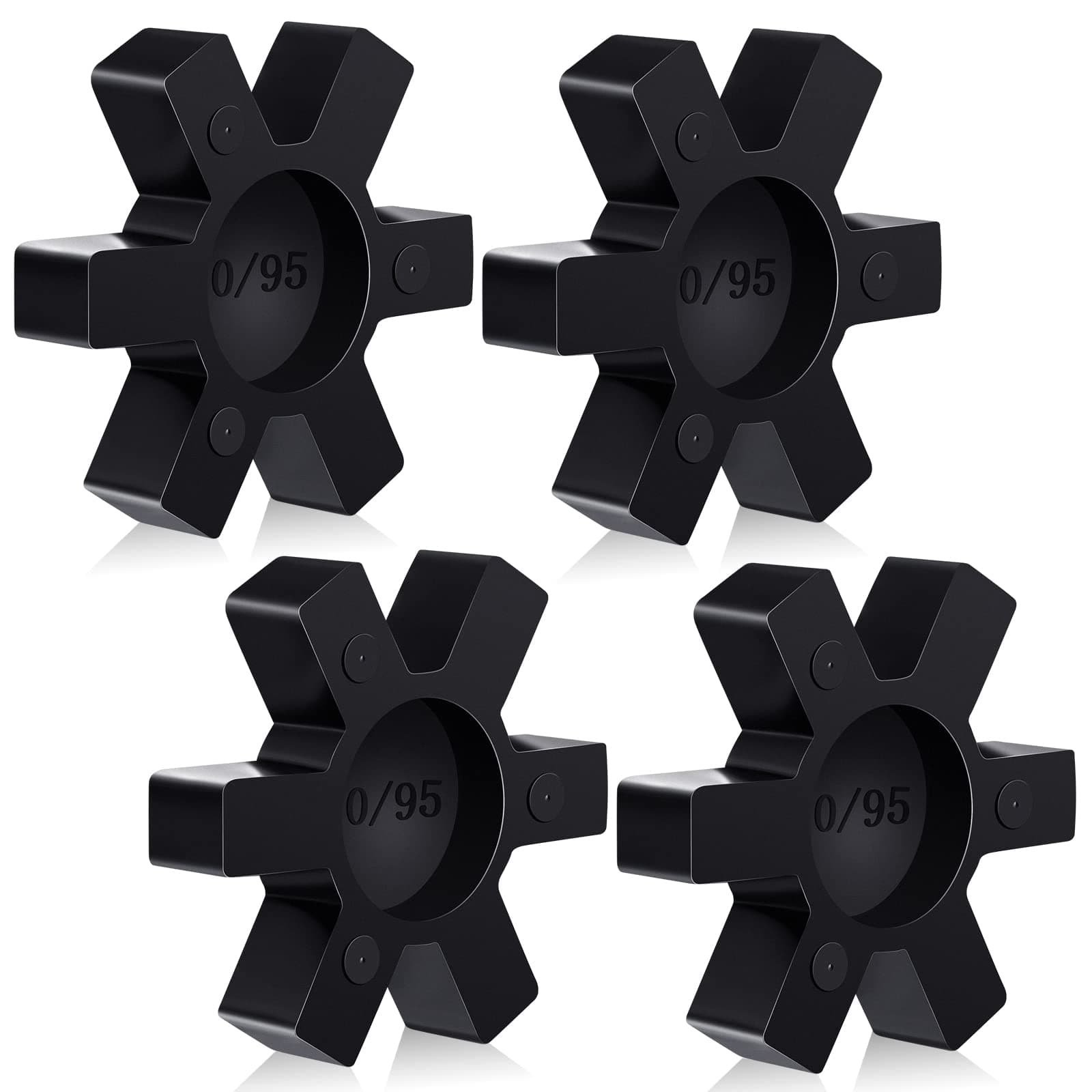 Flexible NBR Rubber Spider Insert Solid Spider Center Inserts Suitable for L Jaw Coupling Set, Black (4 Pcs, L095)