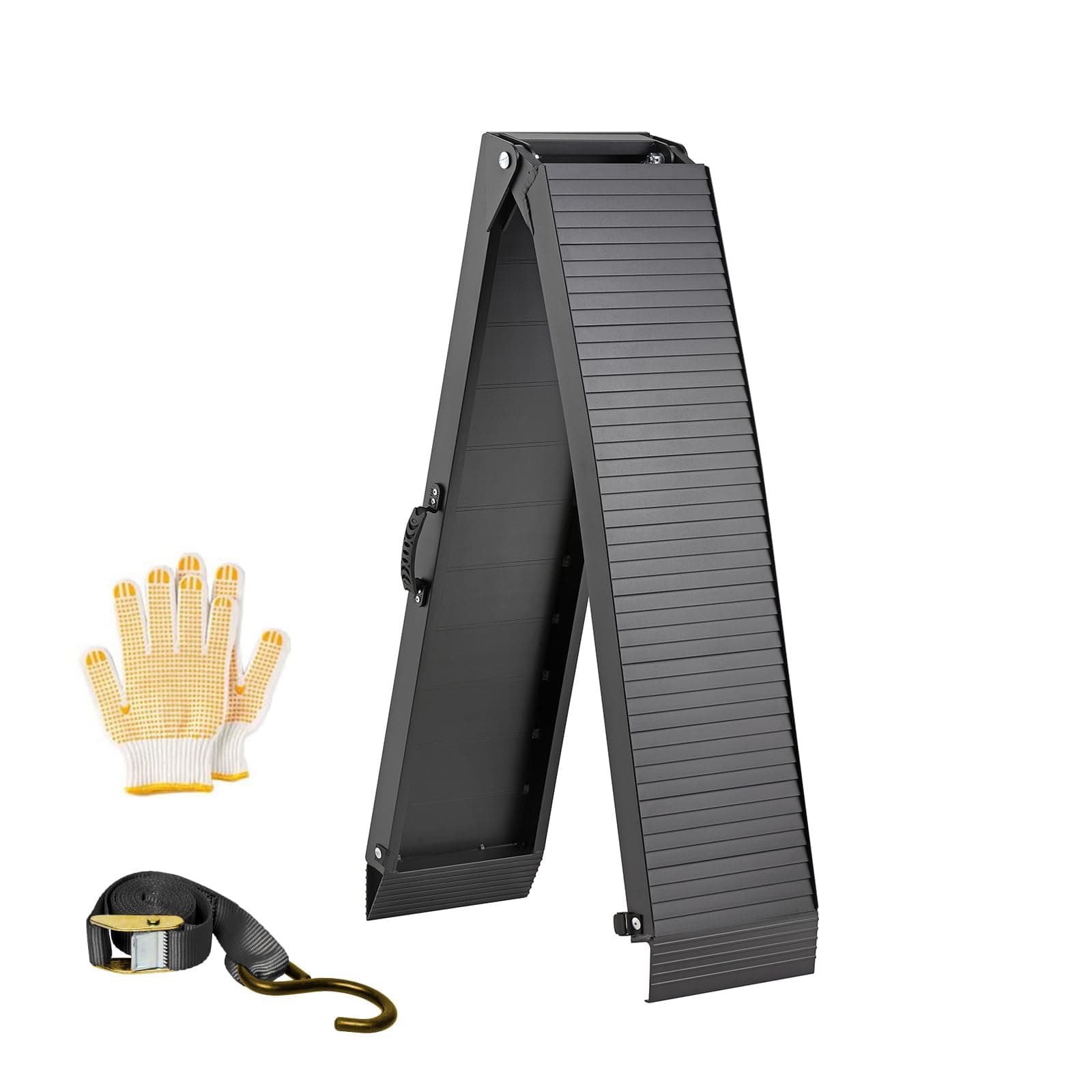 Motorcycle Ramp Aluminum Folding Ramp, 750 lbs Capacity Lightweight Portable Truck Ramps with Handle and Buckles, Loading Ramp for Pickup Trucks, Easy to Carry and Store 81"L x 12"W 6.75 FT