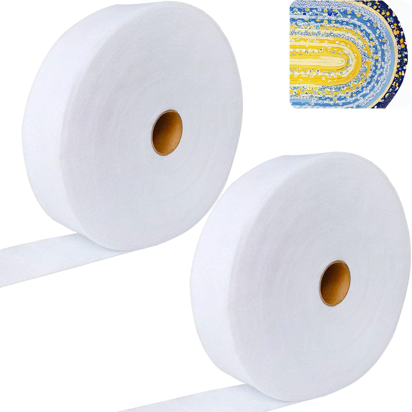 Yamamine 2 Roll Jelly Roll Batting Strip 2 1/4 Inch Cotton Blend Fleece Batting On A Roll Total 70 Yards for Jelly Roll Rugs,Throw Rugs,Braided Rug