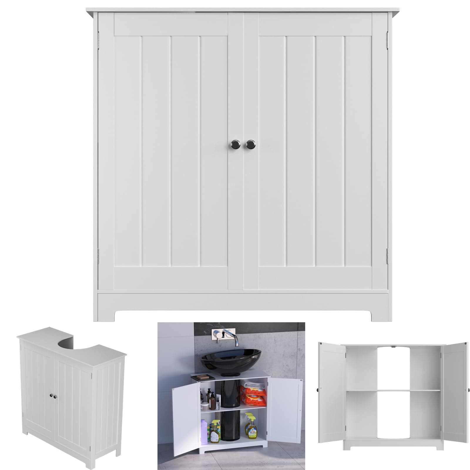 Lucn Bathroom Vanity Pedestal Under Sink Storage Cabinet Bathroom Vanity Cabinet with 2 Doors and Adjustable Shelf, Space Saver Organizer （White