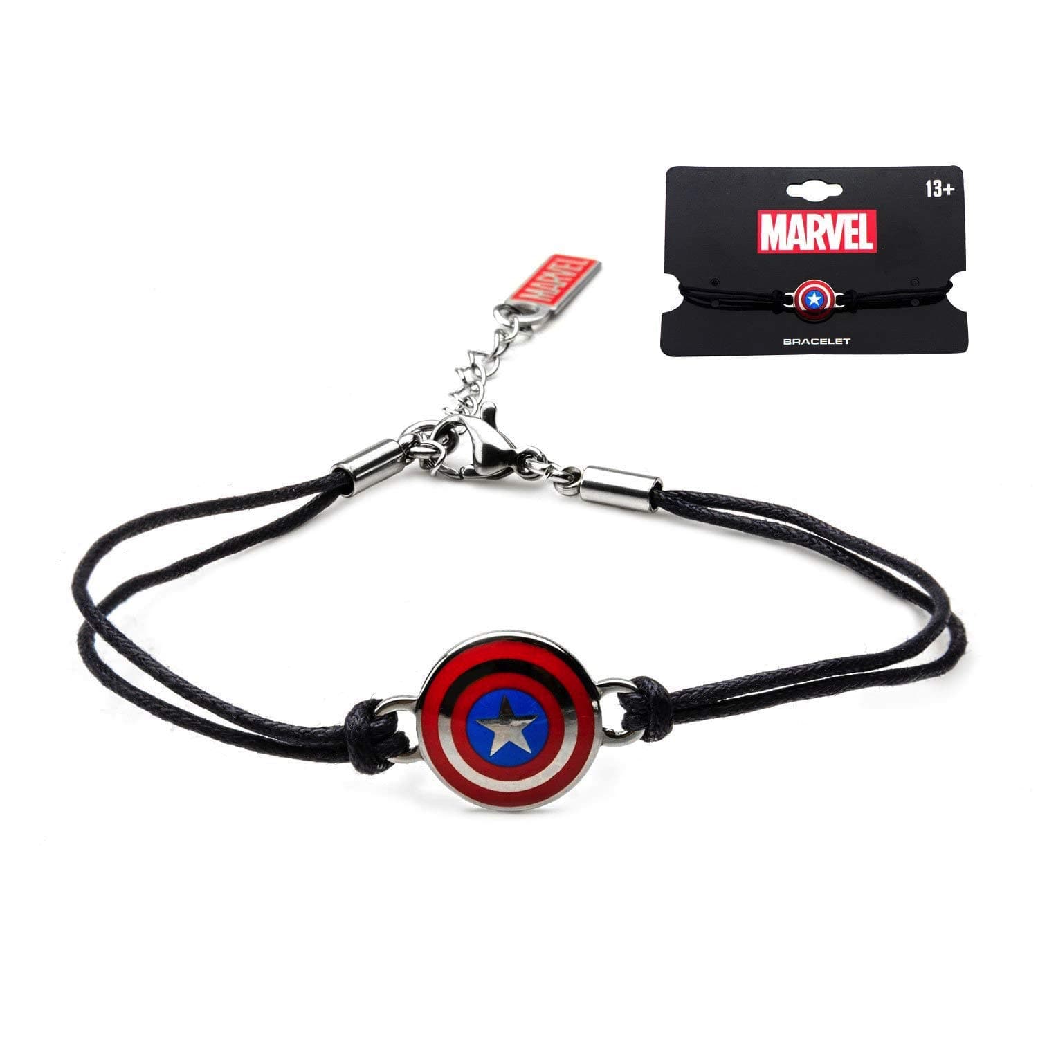 SALESONE LLC Marvel Captain America Shield Cord Stainless Steel Bracelet