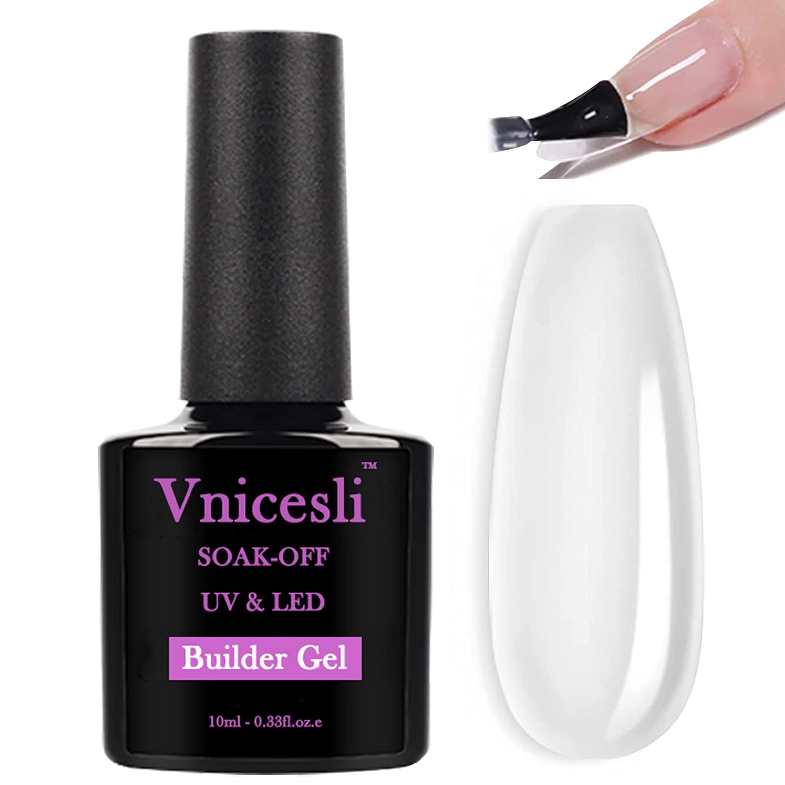Vnicesli Gel Nail Polish Builder Gel, 5 in 1 Clear Builder Base Gel For Nails Hard Gel & Builder Nail Strengthen & Nail Extension Gel for Holiday Nails Gel Polish Nail Art Design Nail for Women