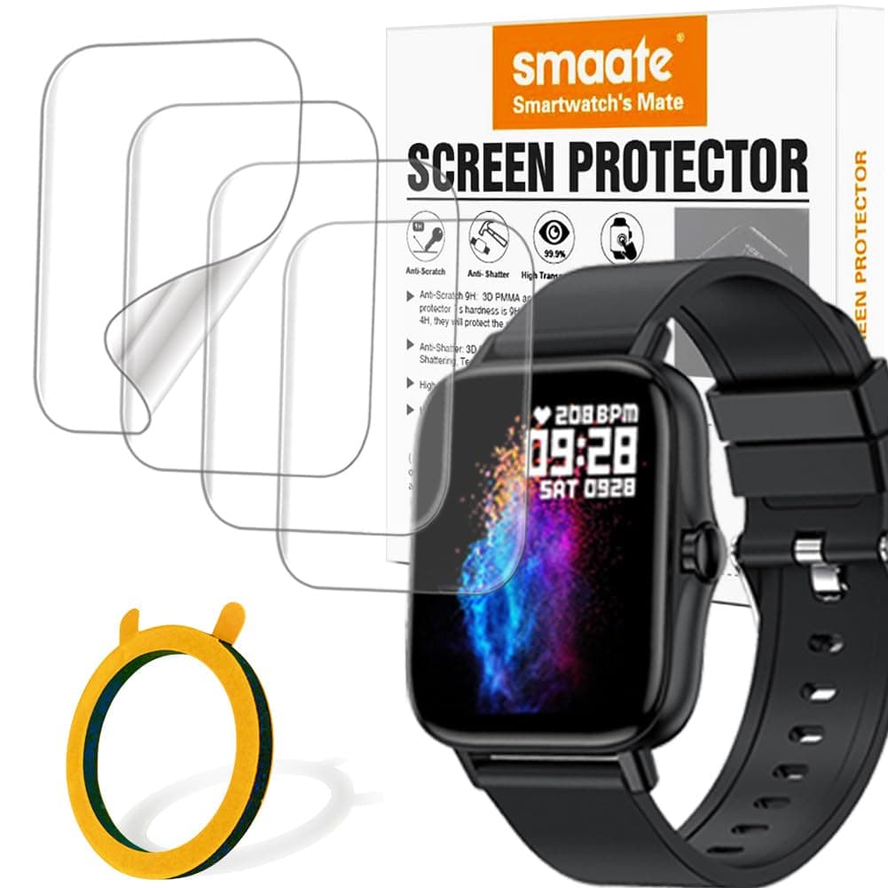 Soft Screen Protector Compatible with 1.69” or 1.7” smartwatch Iaret I18, Tensky 208BT, ANDFZ T42, Geelyda Y20 Pro, Smaiit Y22, WZWNEER Y20GT, and Boquaw P90, 4 pcs TPU