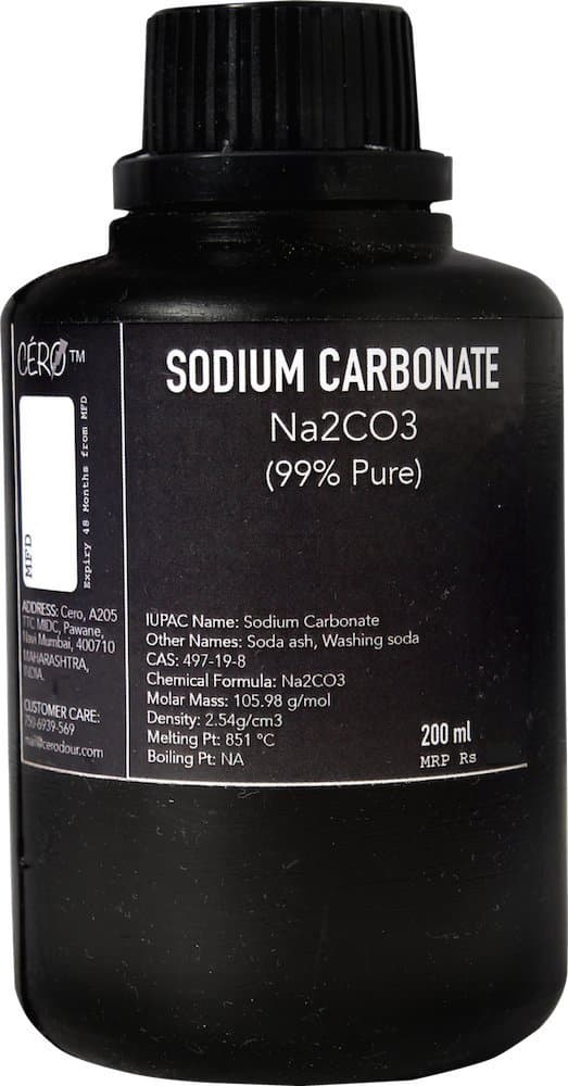 CERO® SODIUM CARBONATE 99% Pure [Na2CO3] CAS: 497-19-8 - High Purity for Cleaning, Perfect for Industrial, Laboratory, and Household Applications - 200 Gram