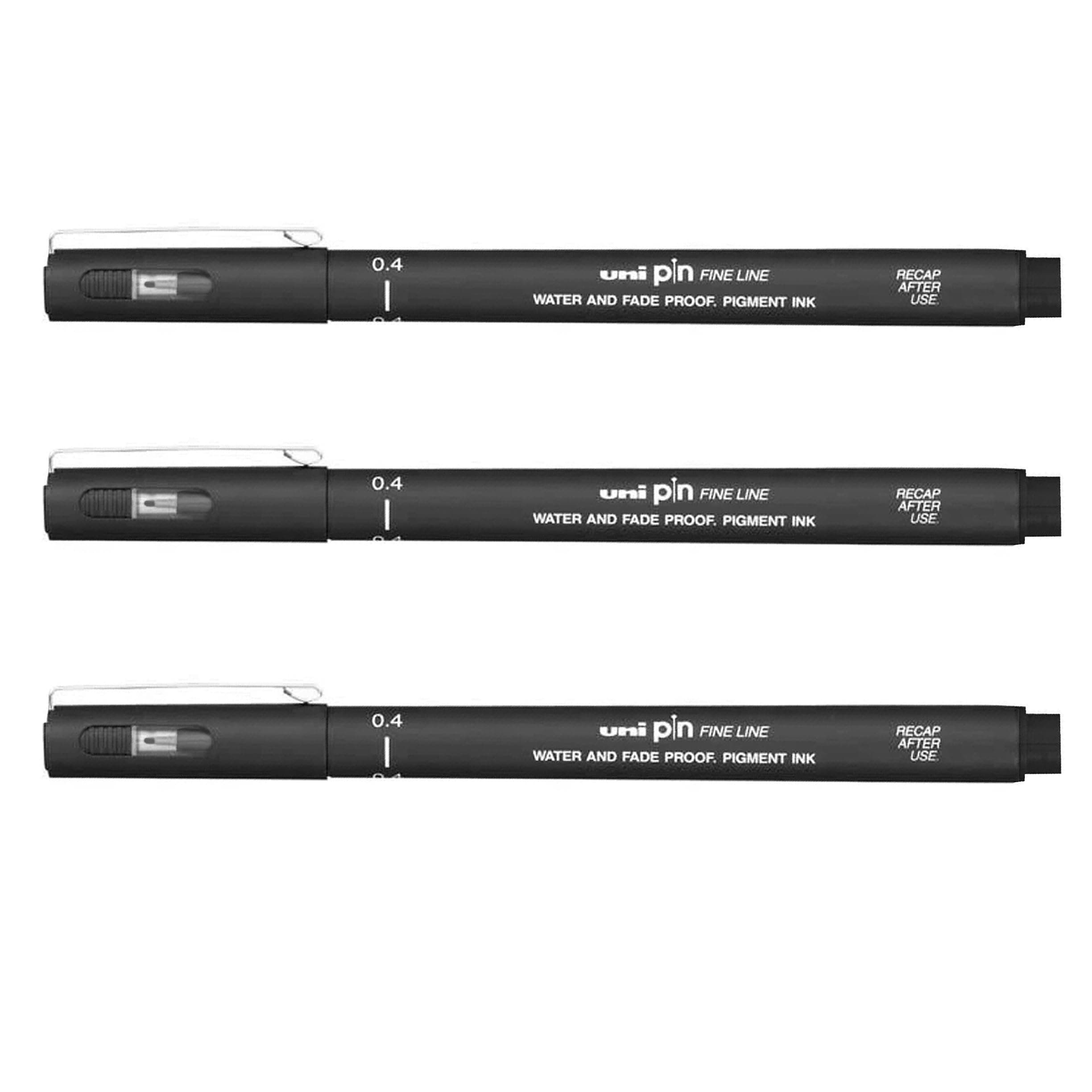 UNI-BALL PIN DRAWING PEN FINELINER ULTRA FINE LINE MARKER 0.4mm BLACK Ink - [Pack of 3]