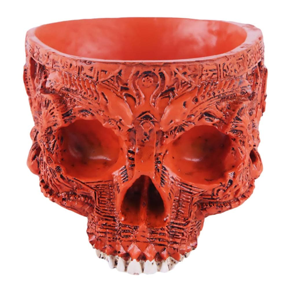 OSKOE Decorative Flower Pots 1 PC Halloween Resin Skull Flower Pot Multipurpose Skullhead Bonsai Pots Halloween Decor Succulents Plants Holder Craft Ornaments Ornament Container