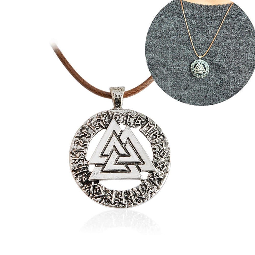 Scandinavian Amulet Valknut Odin in the rune circle B-50
