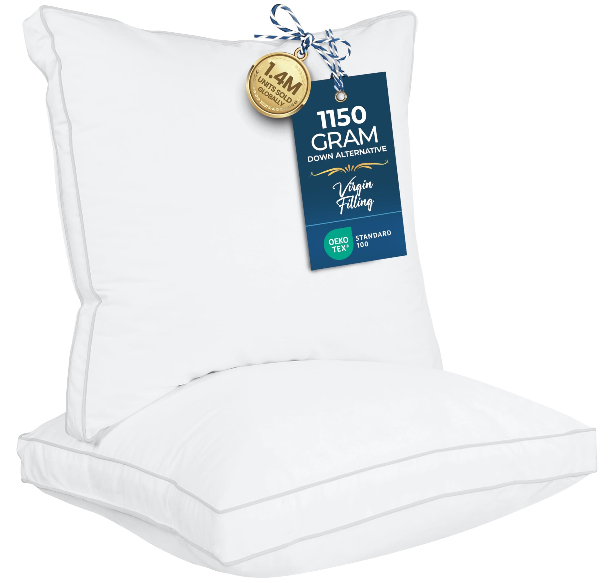 Utopia Bedding Bed Pillows for Sleeping European Size (White), Set of 2, Cooling Hotel Quality, Gusseted Pillow for Back, Stomach or Side Sleepers