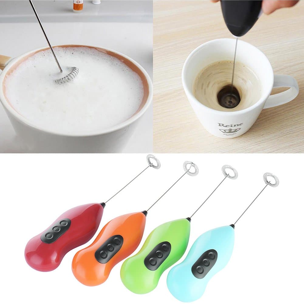 Mini Milk Frother Mixer Electric Whisk Coffee Shake Frother Whisk Egg Beater (Orange)