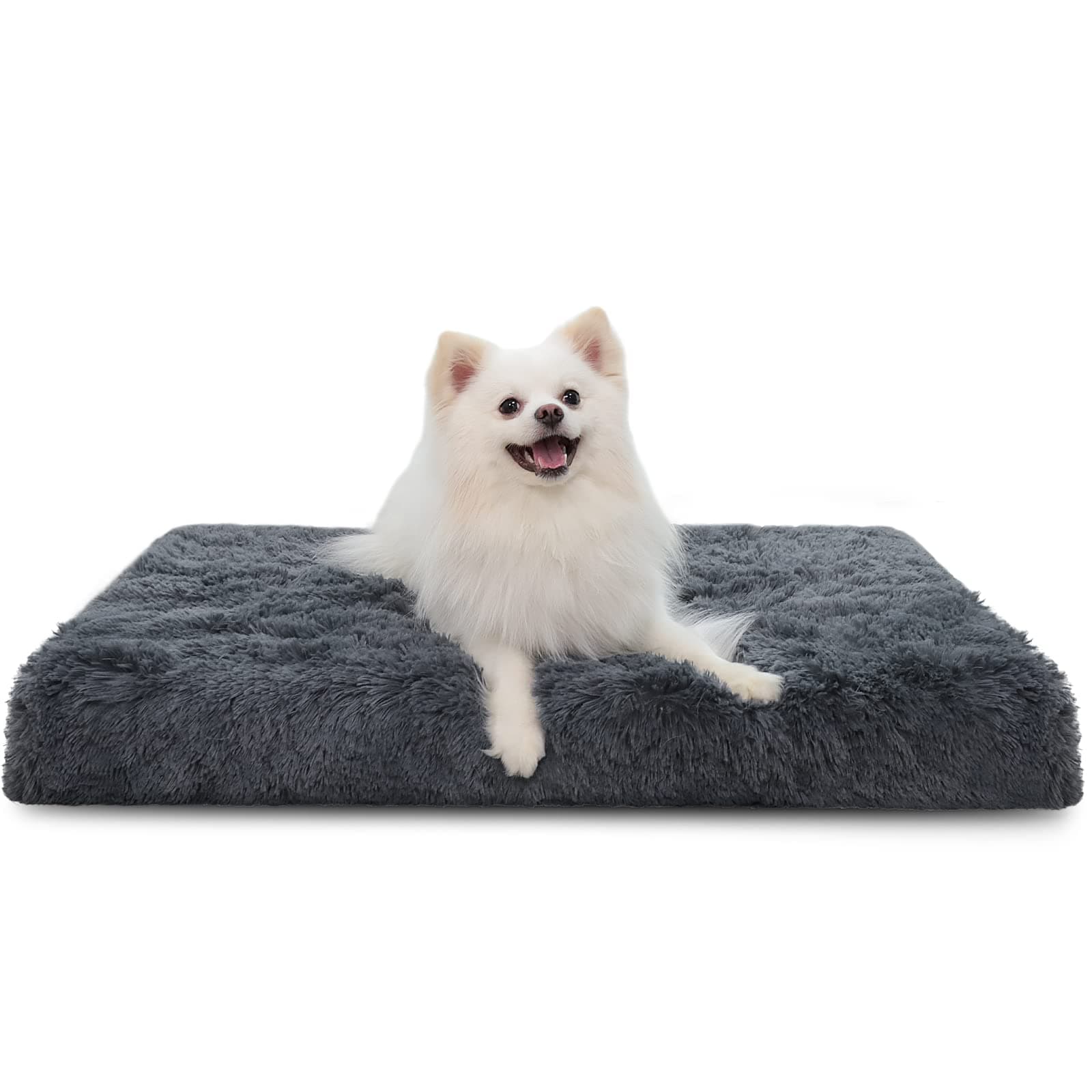 MIHIKK Dog Beds for Medium Dogs, Orthopedic Egg Crate Foam Dog Bed with Removable Washable Cover, Waterproof Pet Mattress Nonskid Bottom, Comfy Anti Anxiety Pet Bed Mat,24x16 inch, Dark Gray
