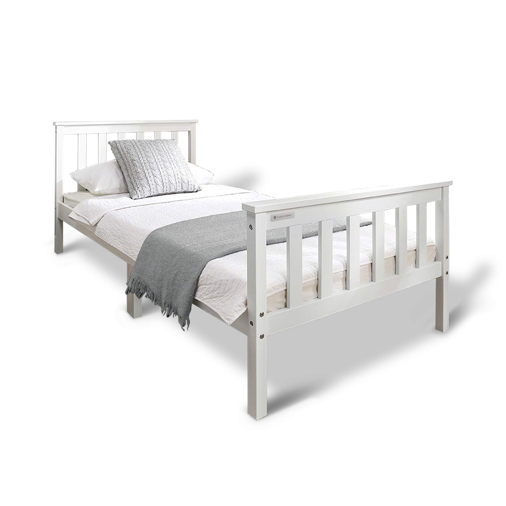 Laura James Single 3ft White Wooden Bed Frame