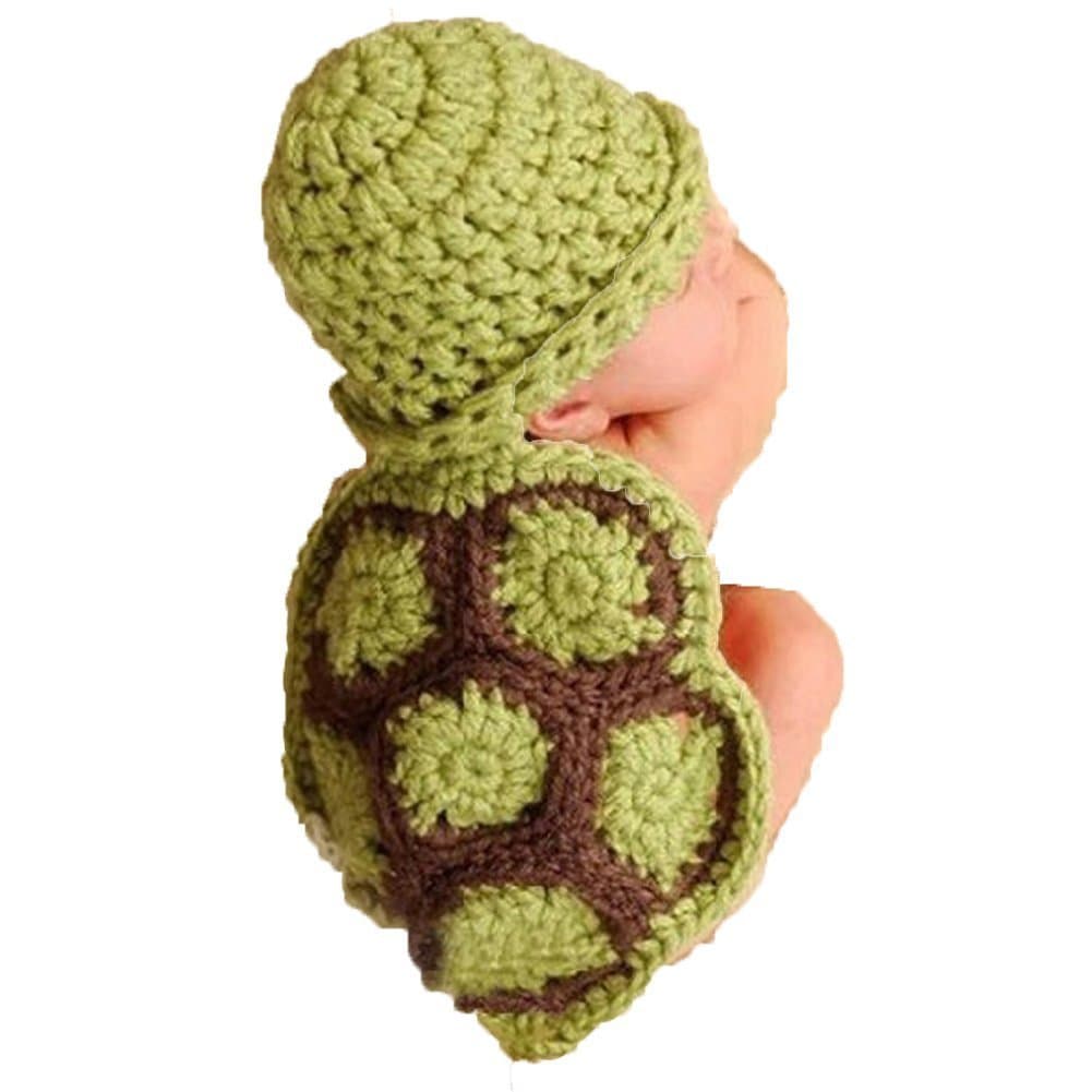 Baby Newborn Boy Girl Turtle Tortoise Crochet Cotton Knit Costume Photo 0-3 Months