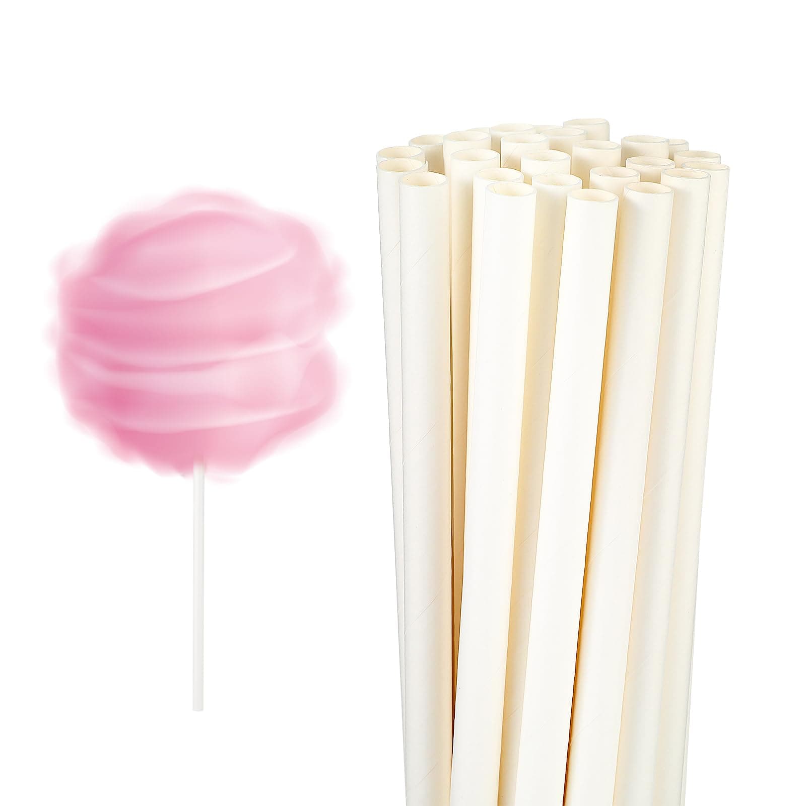 24 Pcs Cotton Candy Cones 11.8" Cotton Candy Sticks Cotton Candy Holder Cotton Candy Accessories for Candy Cotton White Candy Paper Cones for Birthday Wedding Bridal Christmas Children’s Day Parties