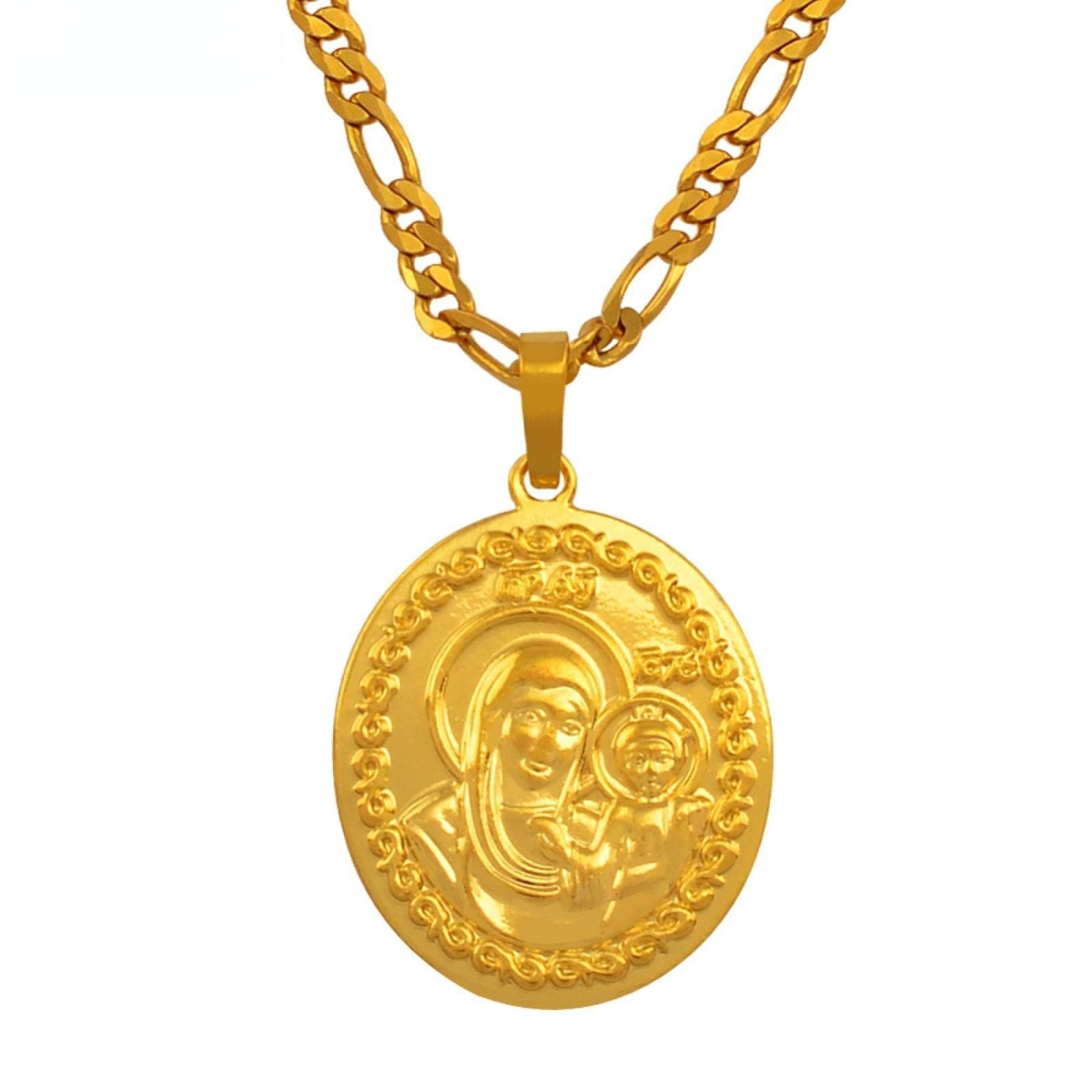 Maria Our Love Lady and The Son Russian / Ukrainian Religious Jewellery Women/Men Gold Jewellery Gift #052804, Stainless Steel