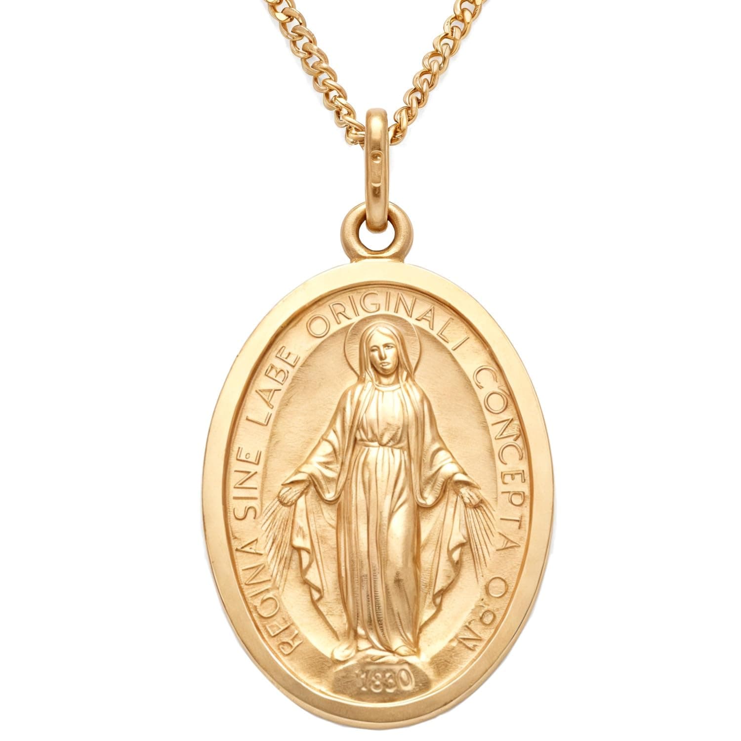 Solid 9ct Gold Miraculous Medal Catholic Necklace for Women - 20mm x 16mm Miraculous Medal with 18" 9ct Gold Chain & Jewellery Gift Box