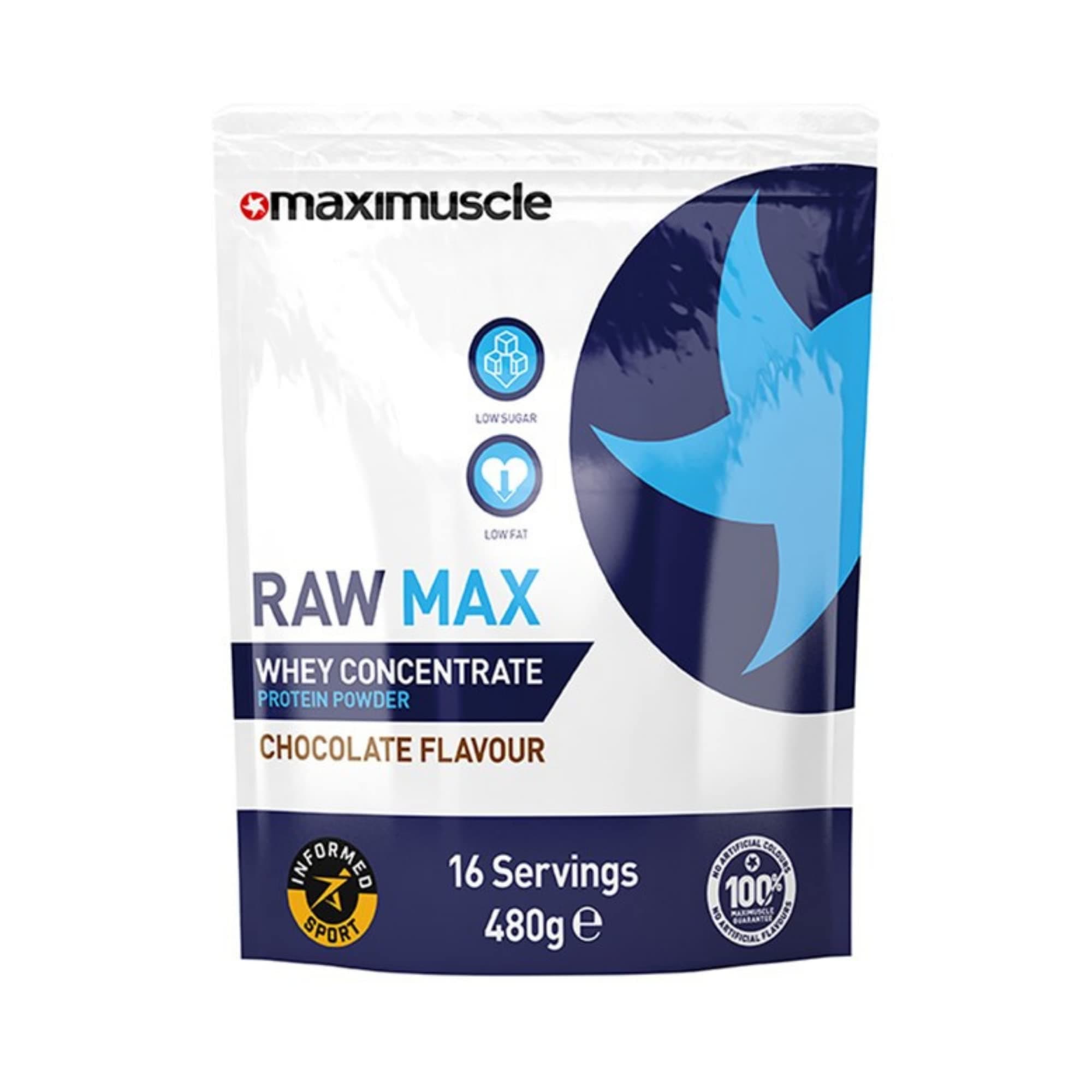 Maximuscle Raw Max | Whey Protein Powder | Protein Shake with Whey Concentrate | Low Fat, Low Sugar, Gluten-Free | Chocolate, 960g - 32 Servings