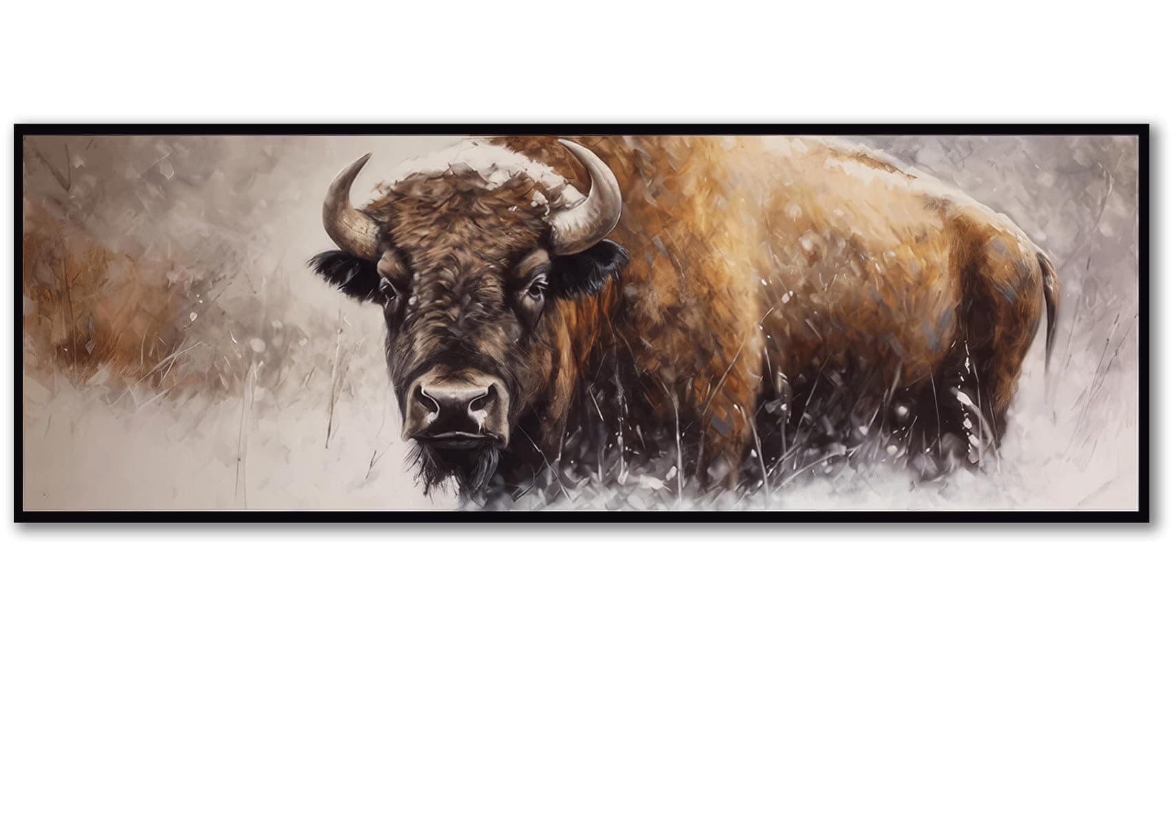 YOXORDQ Large Bison Wall Art Winter Prairie Buffalo Picture Poster Print Living Room Bedroom Office Canvas Wall Decor 16x47inch-Unframed