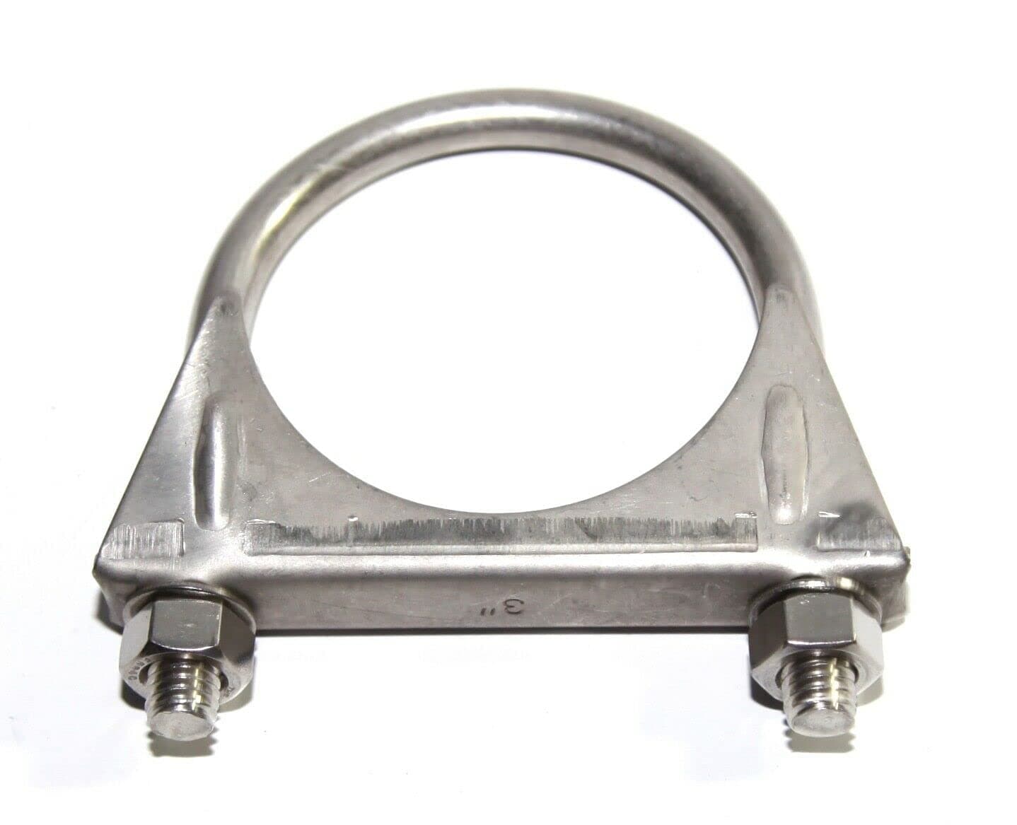 3 Inch Stainless Steel Heavy Duty U-Bolt Exhaust Muffer Clamp (76mm), Saddle Design with Reinforced Ribs